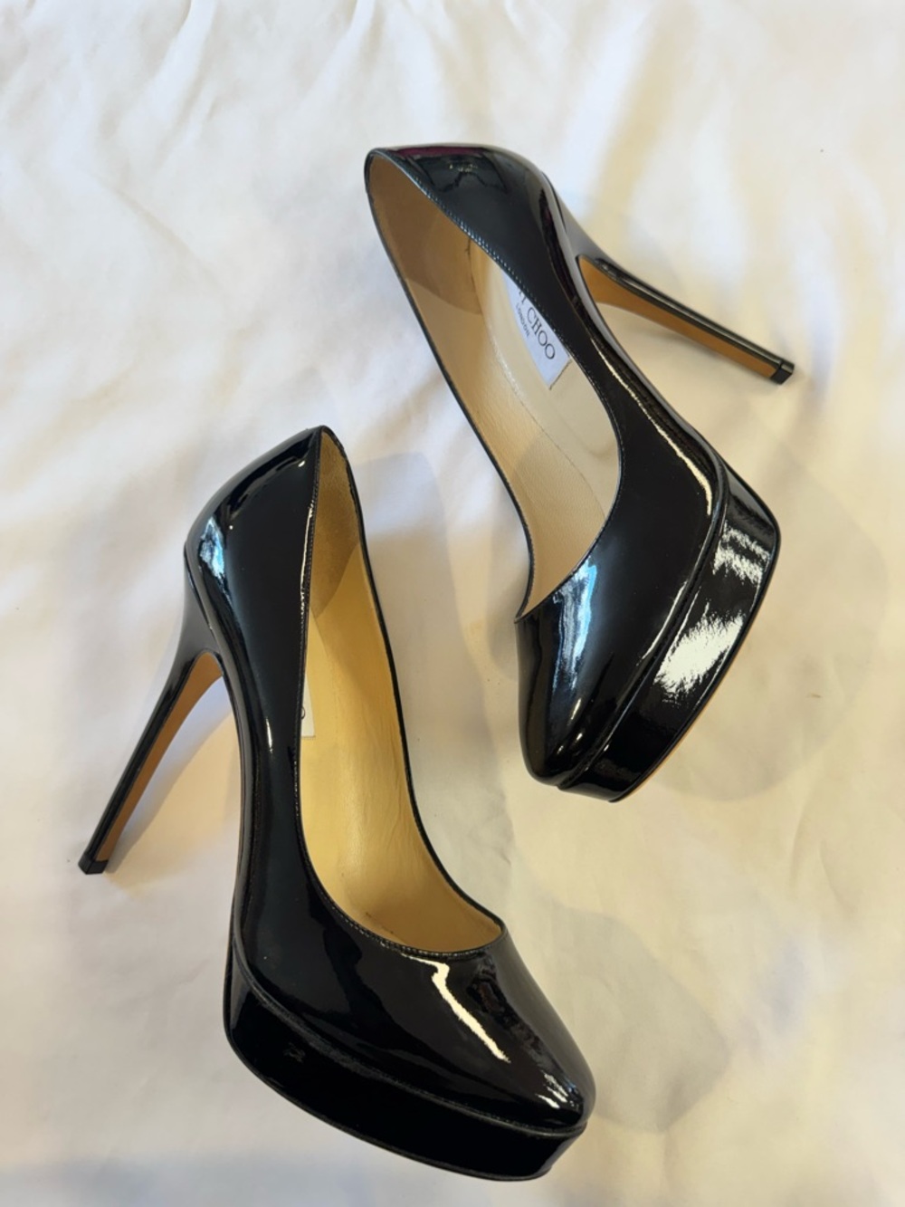Jimmy Choo Black Patent Leather Platform Stiletto Pumps